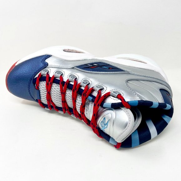 Reebok Question Mid Silver Blue Red Harden Iverson Mens Basketball Shoes FZ1366 - Picture 4 of 5